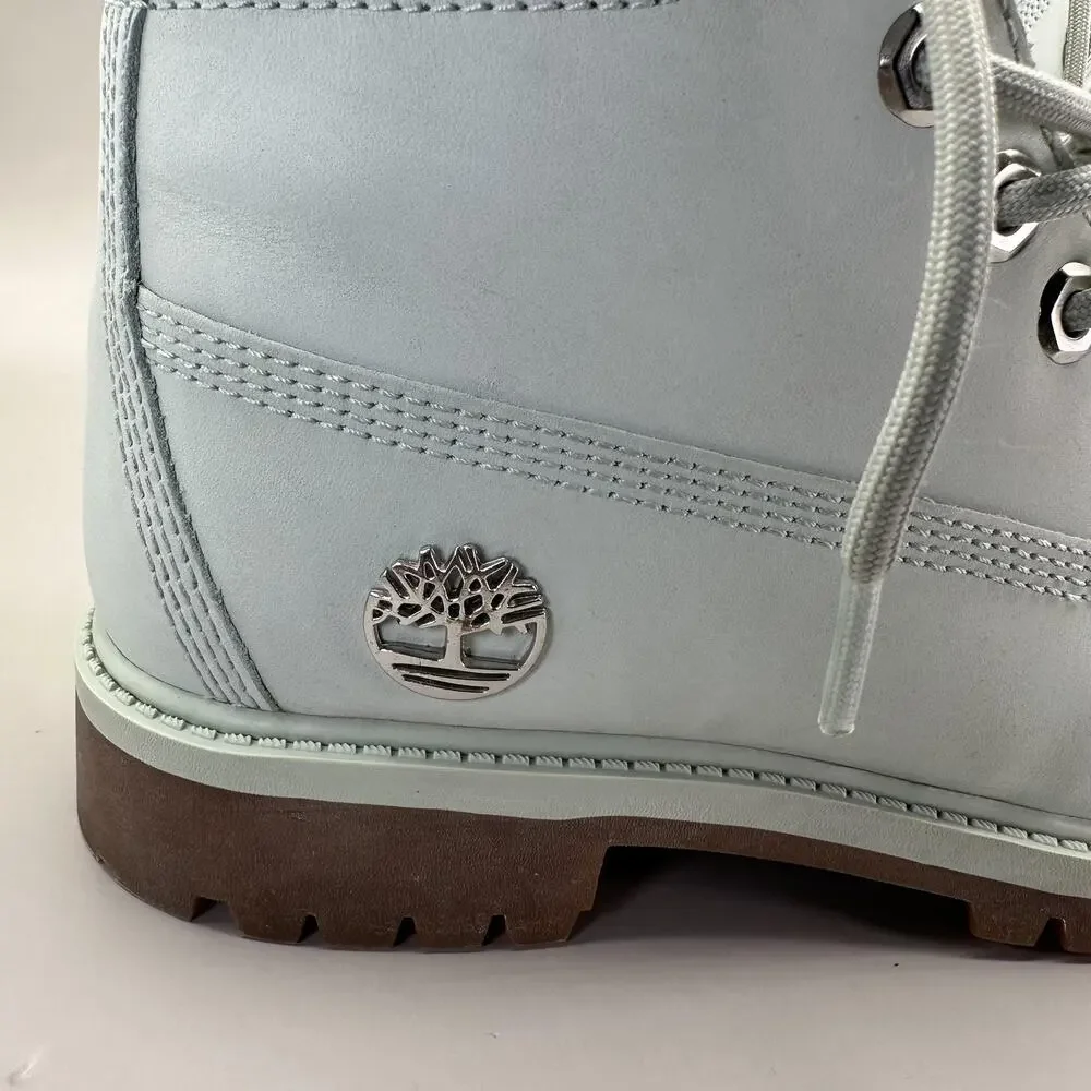 Timberland Boots Big Kids Size 3.5 Mint Green 6 Inch Premium Leather Lug Sole